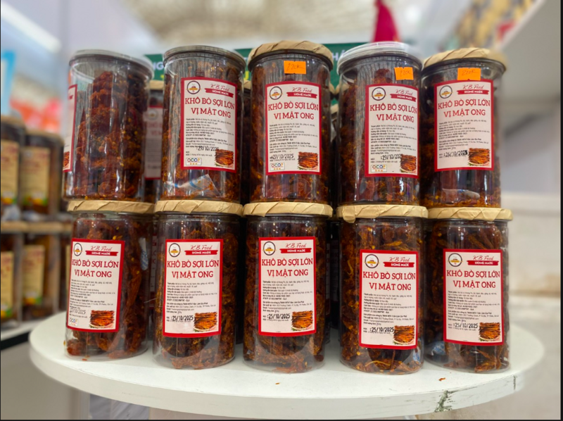 Sản phẩm bò khô của Công ty TNHH MTV Trần Lâm Gia Phát (Gia Lai). Ảnh: Hải Linh