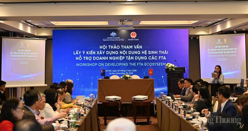 Toàn cảnh Hội thảo tham vấn lấy ý kiến xây dựng nội dung Hệ sinh thái hỗ trợ doanh nghiệp tận dụng các FTA.
