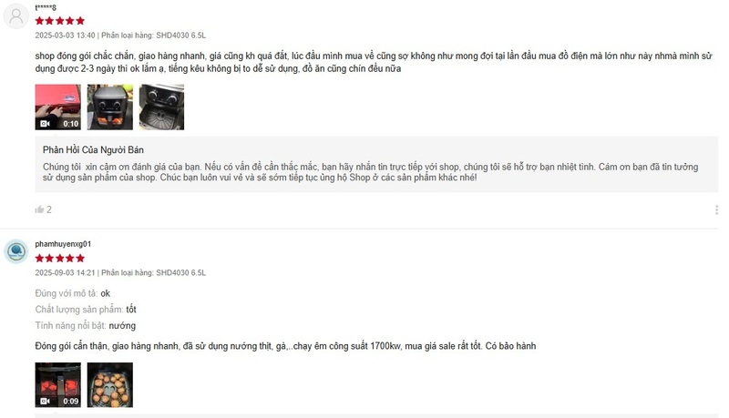 Nhiều “review 5 sao”, đánh giá ảo xuất hiện dưới các sản phẩm trên các sàn thương mại điện tử hiện nay. Ảnh: chụp màn hình