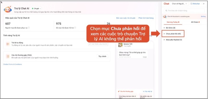 Shopee Việt Nam ứng dụng "Trợ lý Chat AI" trong bán hàng. Ảnh chụp màn hình