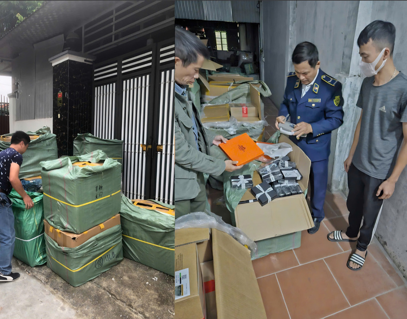 Đội Quản lý thị trường số 14 kiểm tra, tạm giữ gần 2.000 chiếc túi có dấu hiệu giả mạo thương hiệu trên địa bàn thành phố ngày 5/11.