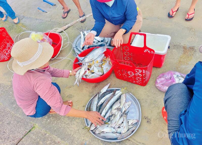 Những mẻ cá đầu tiên được bán ngay sau khi đánh bắt. Ảnh: Hoàng Lợi.