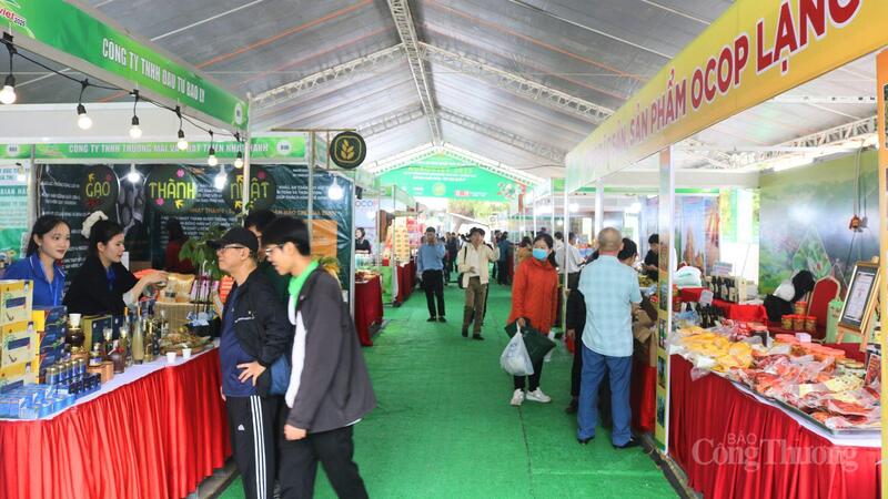 Đông đảo người dân và doanh nghiệp tham quan, mua sắm tại khu vực trưng bày sản phẩm OCOP. Ảnh: Ngọc Châu