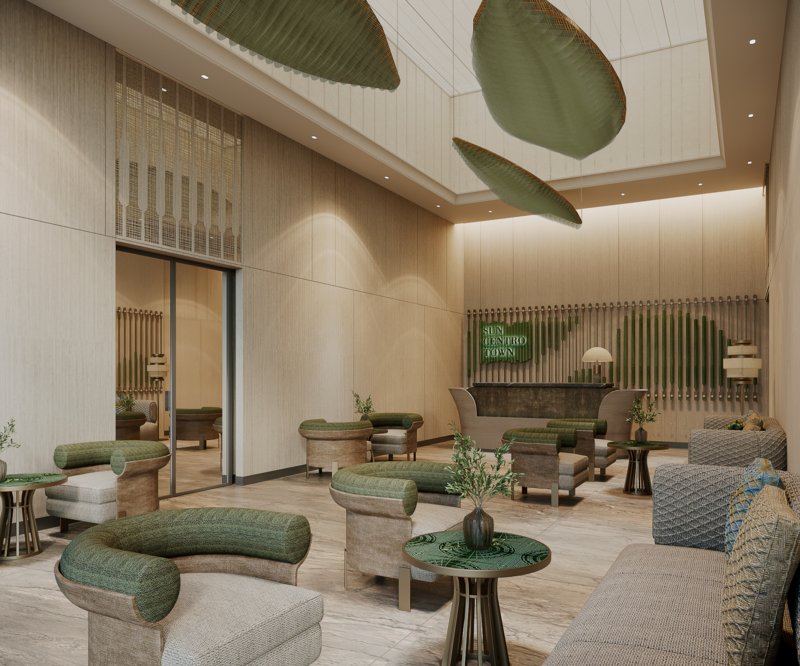 Sảnh đón Sun Centro Town được thiết kế đẳng cấp. Ảnh: Sun Property