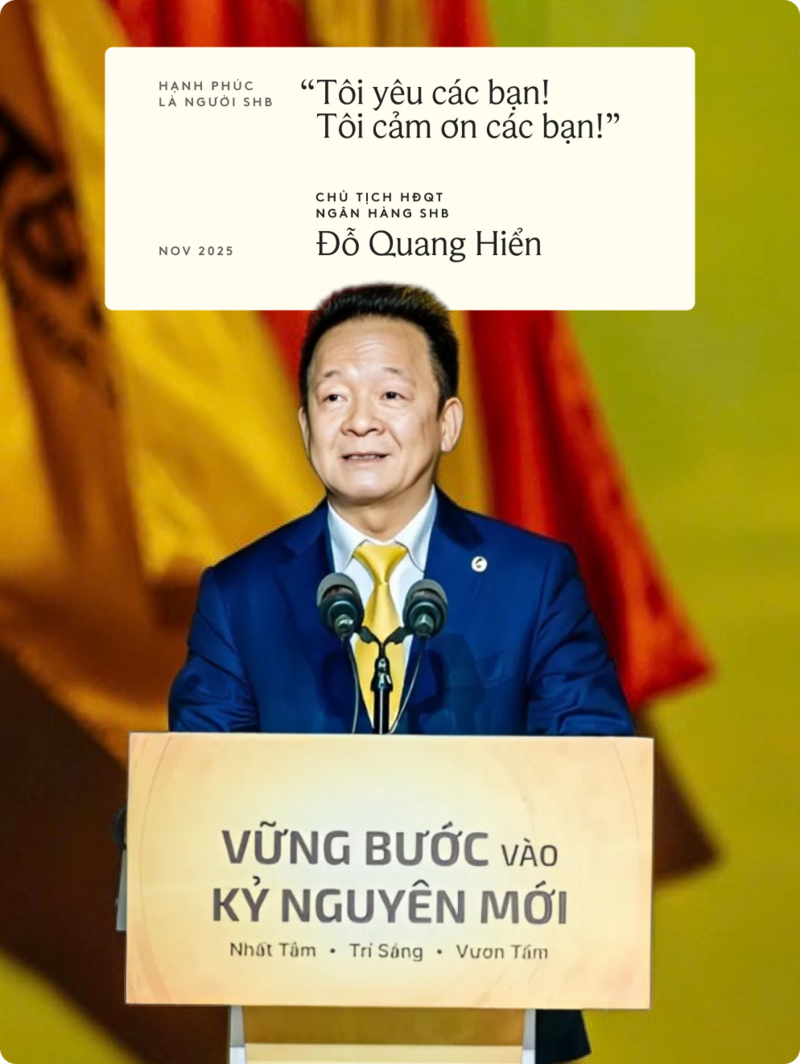 Chủ tịch HĐQT Ngân hàng SHB Đỗ Quang Hiển phát biểu tại Ngày hội Văn hóa của hai doanh nghiệp SHB và T&T Group