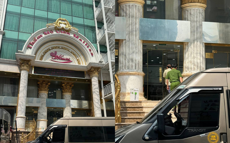 Hình ảnh lực lượng chức năng xuất hiện tại tòa nhà thẩm mỹ viện Mailisa TP. Hồ Chí Minh.  Ảnh: M. Quân