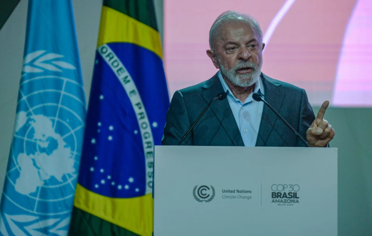 Tổng thống Brazil Luiz Inácio Lula da Silva phát biểu khai mạc Hội nghị COP 30. Ảnh: Antonio Scorza.