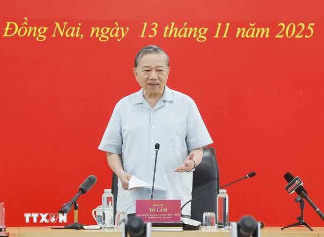 Tổng Bí thư Tô Lâm phát biểu tại buổi làm việc. Ảnh: TTXVN