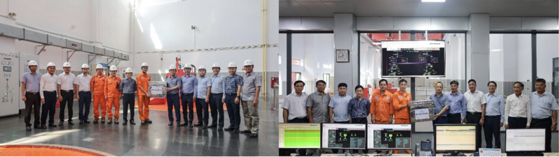 Lãnh đạo EVNGENCO2 trao quà, gửi lời chúc sức khỏe và biểu dương tinh thần nỗ lực của CBCNV hai Nhà máy Thủy điện An Khê (ảnh phải) và Nhà máy Thủy điện Ka Nak (ảnh trái)