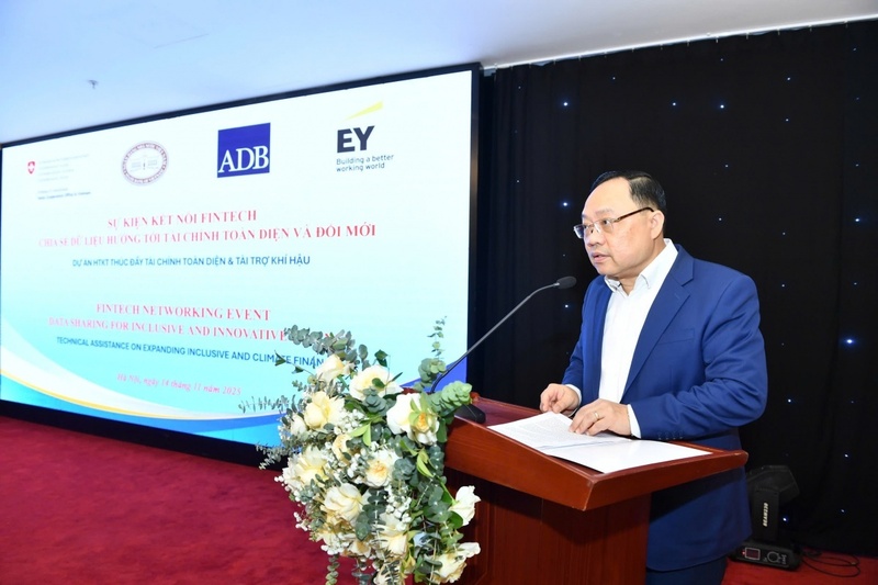 Ông Phạm Anh Tuấn, Vụ trưởng Vụ Thanh toán, Ngân hàng Nhà nước chia sẻ tại sự kiện. Ảnh: Đức Khanh