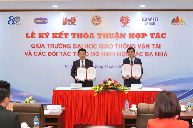 Tập đoàn Xây dựng Minh Đức và Trường Đại học Giao thông Vận tải ký kết thỏa thuận hợp tác.