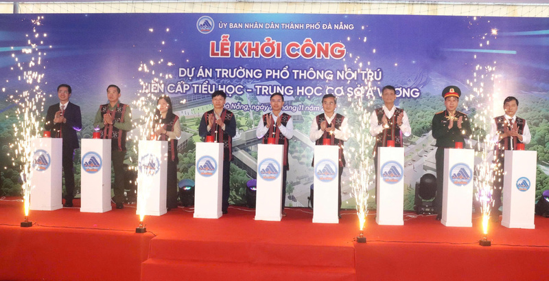 Chủ tịch UBND TP. Đà Nẵng dự khởi công tại dự án Trường phổ thông nội trú liên cấp Tiểu học - THCS A Vương.