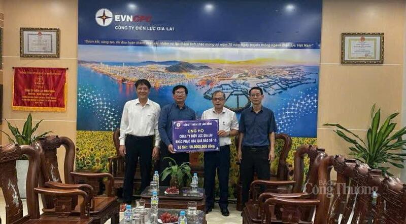 Công ty Điện lực Lâm Đồng hỗ trợ Công ty Điện lực Gia Lai 50 triệu đồng khắc phục hậu quả