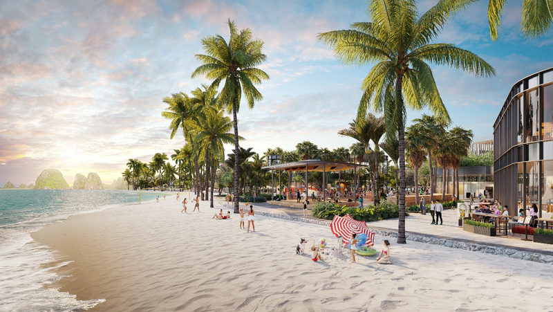 Cộng đồng thời thượng có thể khám phá những tiện ích ẩm thực – giải trí – nghệ thuật – thể thao ấn tượng tại bãi biển liền kề tòa tháp Aria Bay.