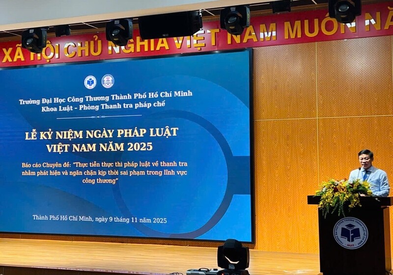 PGS.TS. Nguyễn Xuân Hoàn phát biểu tại Lễ kỷ niệm Ngày pháp luật Việt Nam 9/11