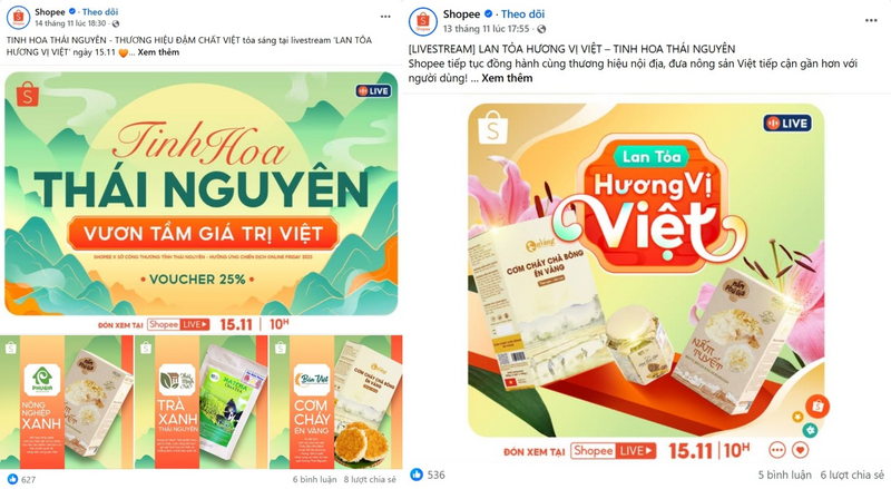 Các hoạt động truyền thông trước và sau phiên livestream của Shopee cũng góp phần lan tỏa sản vật Thái Nguyên đến giới trẻ trên mạng xã hội.