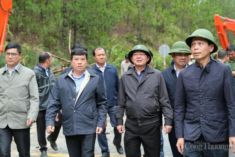 Phó Thủ tướng Hồ Quốc Dũng kiểm tra tình hình sạt lở tại đèo Mimosa. Ảnh: Lê Sơn