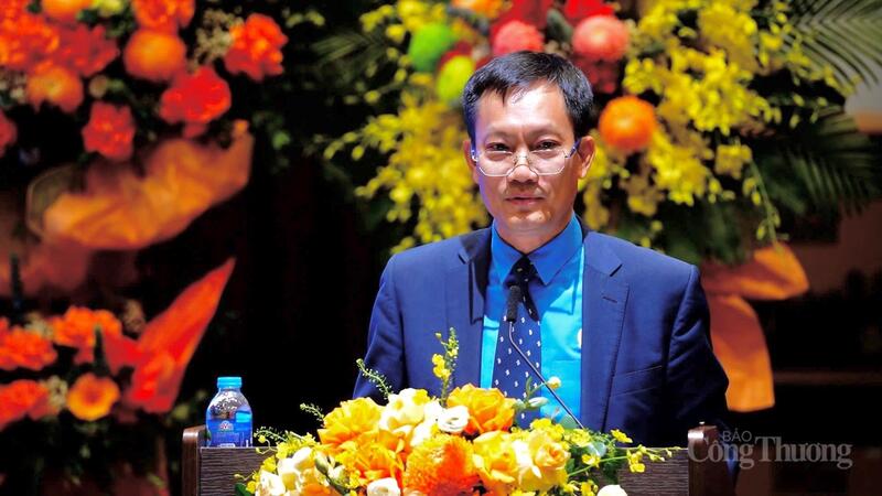 Đồng chí Lê An Hải, Chủ tịch Công đoàn Công Thương Việt Nam phát biểu chỉ đạo tại Đại hội. Ảnh: Thái Mạnh