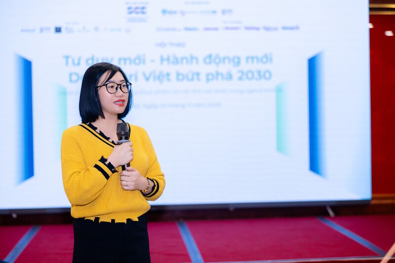 Bà Nguyễn Thị Hương Lan - Trưởng phòng Tư vấn doanh nghiệp, Trung tâm Xúc tiến đầu tư và Hỗ trợ doanh nghiệp Hà Nội - Sở Tài chính Hà Nội phát biểu.