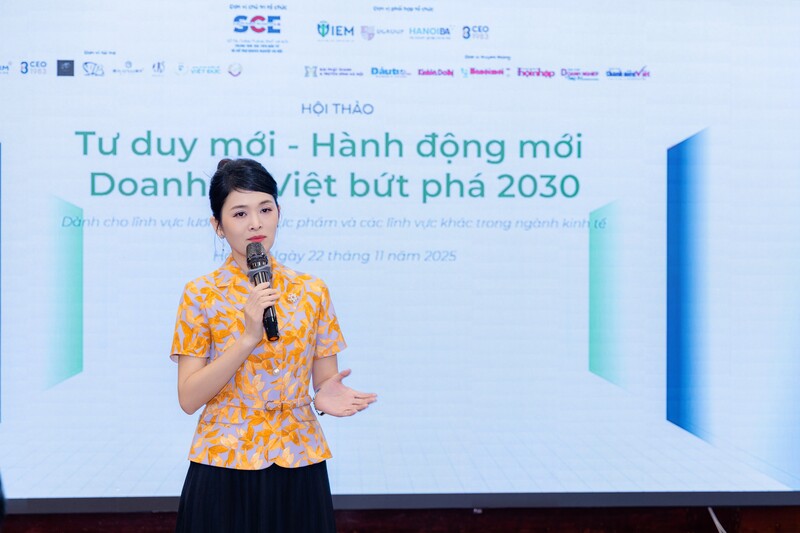 ThS. Lê Dung - Viện trưởng Viện Doanh Trí phát biểu.