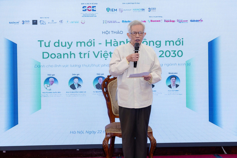 PGS.TS Đặng Quốc Bảo - nguyên Hiệu trưởng Trường Cán bộ quản lý giáo dục và đào tạo phát biểu