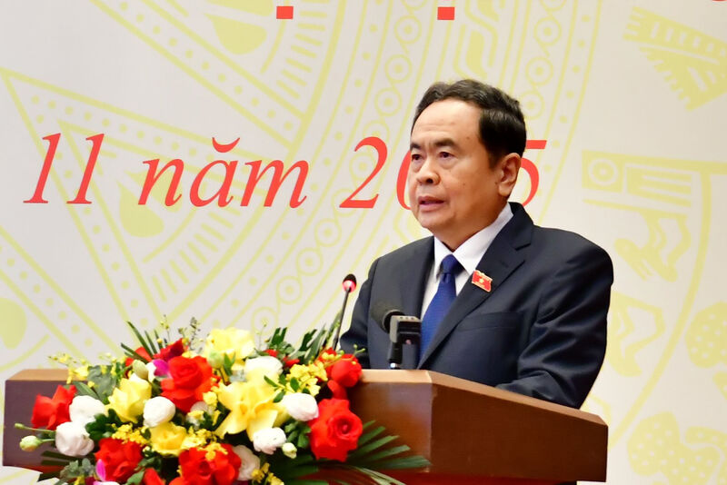 Chủ tịch Quốc hội Trần Thanh Mẫn phát biểu chỉ đạo tại Hội nghị tổng kết công tác phòng, chống tham nhũng, lãng phí, tiêu cực của Đảng bộ Quốc hội trong nhiệm kỳ Đại hội lần thứ XIII của Đảng. Ảnh: M. Thuý