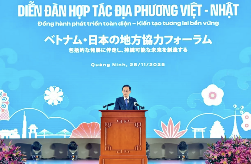 Bộ trưởng Bộ Ngoại giao Lê Hoài Trung cho rằng, Diễn đàn hợp tác địa phương Việt - Nhật lần thứ nhất là sự kiện có quy mô lớn đầu tiên nhằm tăng cường kết nối giữa các địa phương Việt Nam và Nhật Bản. Ảnh: Bộ Ngoại giao