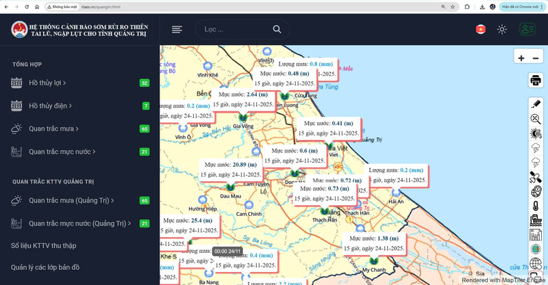 Hệ thống cảnh báo sớm rủi ro thiên tai do lũ, ngập lụt cho tỉnh Quảng Trị và khu vực lân cận