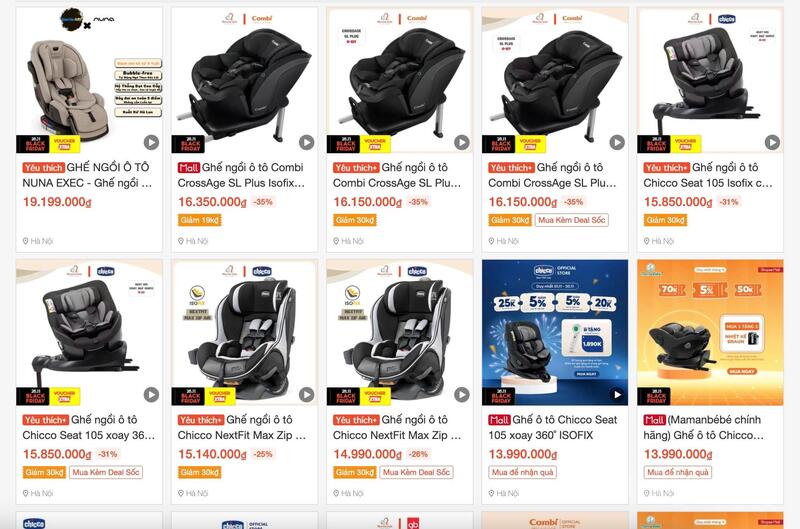 Giá ghế an toàn cho trẻ em trên ô tô có biên độ dao động lớn, từ vài trăm nghìn đồng đến hơn 15 triệu đồng.