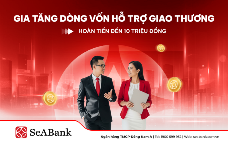Gói tín dụng ưu đãi, hoàn tiền hấp dẫn đến 10 triệu đồng. Ảnh: SeABank