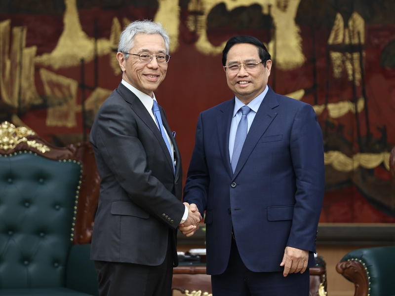 Thủ tướng Phạm Minh Chính tiếp ông Hori Kenichi, Chủ tịch kiêm Tổng Giám đốc điều hành Tập đoàn Mitsui. Ảnh: VGP/Nhật Bắc