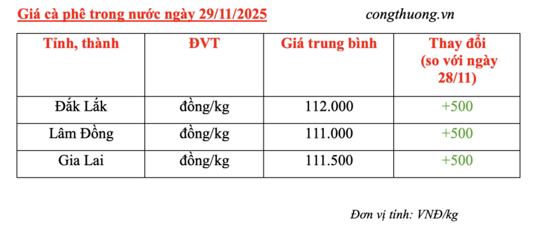 Giá cà phê hôm nay 29/11/2025: Tăng nhẹ 500 đồng/kg - 4