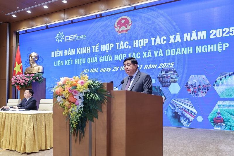 Phó Thủ tướng Chính phủ Nguyễn Chí Dũng phát biểu kết luận Diễn đàn Kinh tế hợp tác, hợp tác xã (HTX) năm 2025. Ảnh: VGP/Nhật Bắc