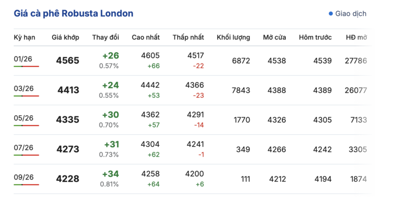 Preço do café hoje, 30 de novembro de 2025: Ligeiro aumento de 300 a 400 VND/kg - 1