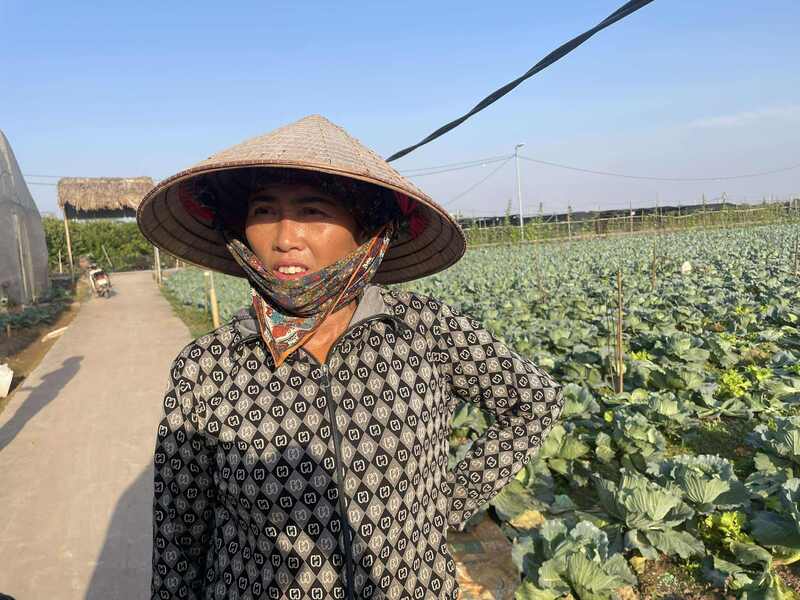 Mevrouw Dinh Thi Duyen vertelde over de grote groenteoogst die verloren ging na de regen.