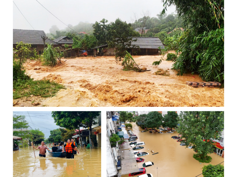 Cơn bão Matmo khiến nước lũ ngập sâu ở nhiều tỉnh thành khu vực miền Bắc (Ảnh Kotex Việt Nam)
