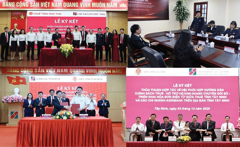 Відділення Агрібанку організували підписання угод про співпрацю з податковими департаментами провінцій та міст. Фото: Фуонг Ліен