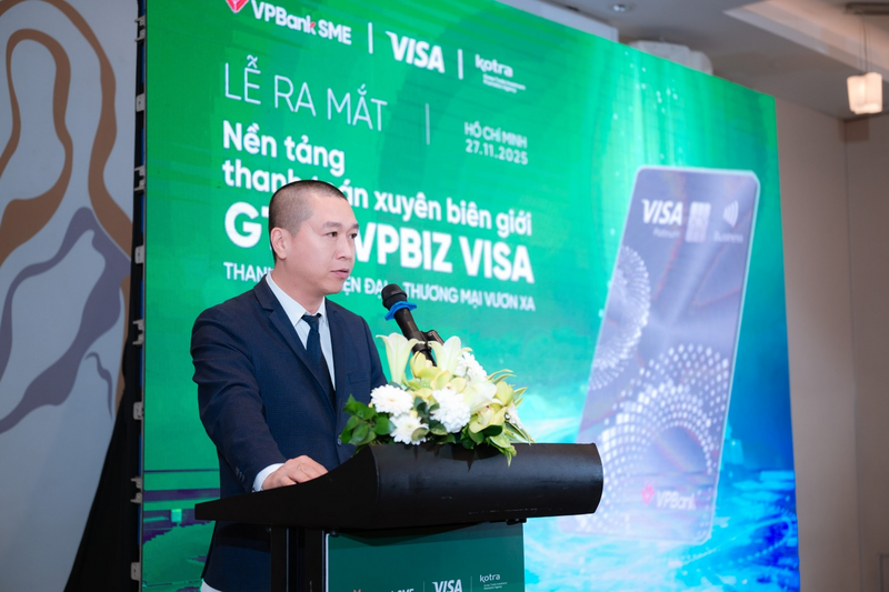 Mr. Chu Minh Tuan - Director of VPBankSME Digital Product Business Center and Payment Solutions spoke at the launching ceremony of GTPP cross-border payment platform