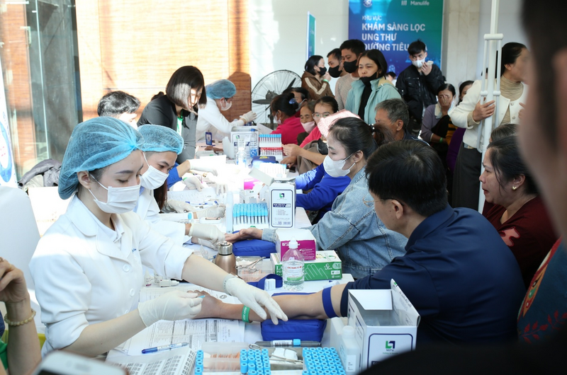 Người dân được thực hiện nhiều nội dung khám sức khỏe như xét nghiệm máu, chụp X-quang, đo điện tim.