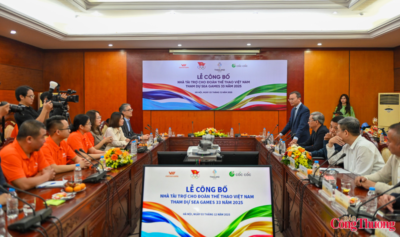 Ông Nguyễn Hồng Minh – Phó Cục trưởng Cục Thể dục thể thao, Trưởng đoàn thể thao Việt Nam dự SEA Games 33 phát biểu tại lễ công bố.