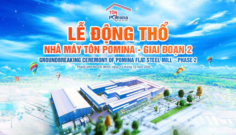 Phối cảnh Lễ động thổ nhà máy Tôn Pomina - Giai đoạn 2 tại KCN Phú Mỹ 1. Ảnh: Tôn Pomina