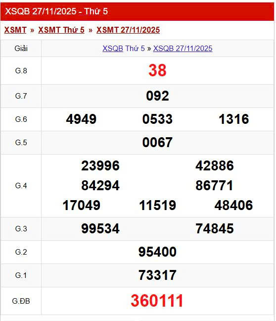 XSQB 27/11, KQXSQB 27/11, kết quả xổ số Quảng Bình ngày 27/11/2025