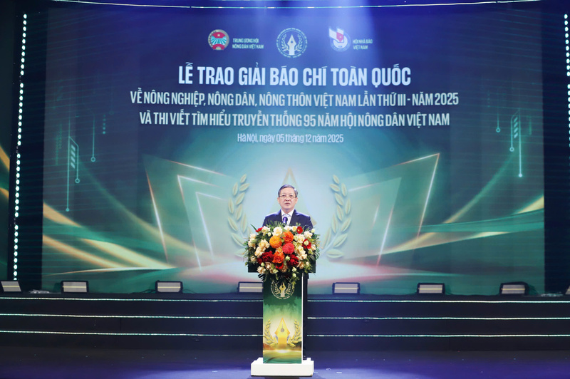 Ông Lương Quốc Đoàn, Chủ tịch Trung ương Hội Nông dân Việt Nam phát biểu tại sự kiện. Ảnh: NTNN