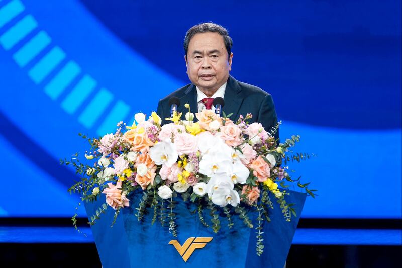 Chủ tịch Quốc hội Trần Thanh Mẫn phát biểu tại Lễ trao Giải thưởng VinFuture lần thứ 5.