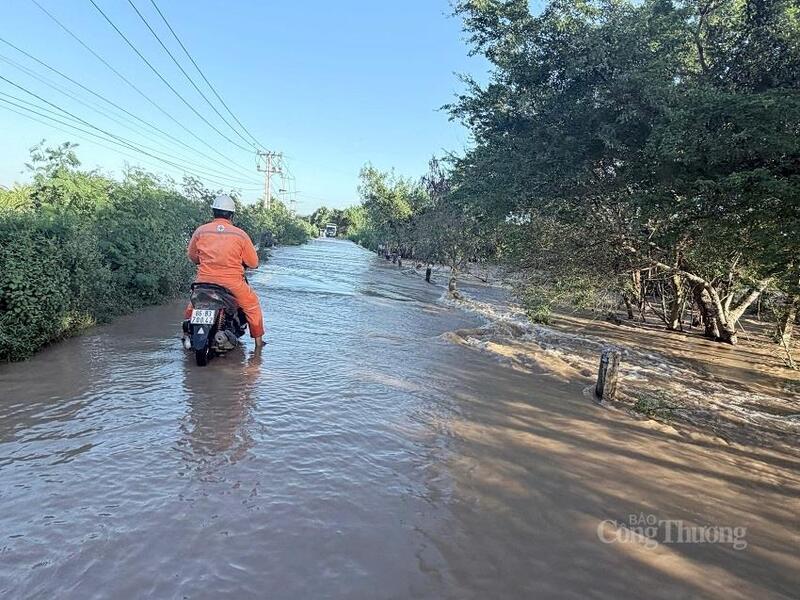 Nhiều khu vực tỉnh Lâm Đồng thuộc Bình Thuận (cũ) bị ngập lụt sau mưa lớn. Ảnh: ĐVCC