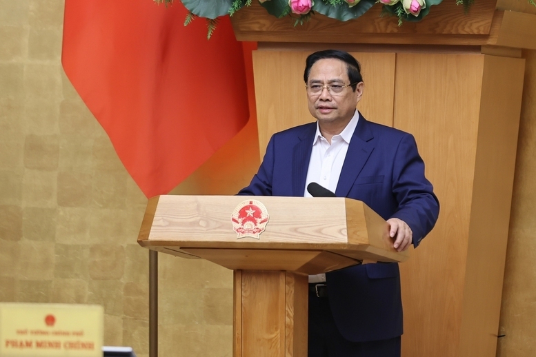 Thủ tướng Phạm Minh Chính phát biểu khai mạc phiên họp Chính phủ thường kỳ tháng 11/2025. Ảnh: VGP/Nhật Bắc