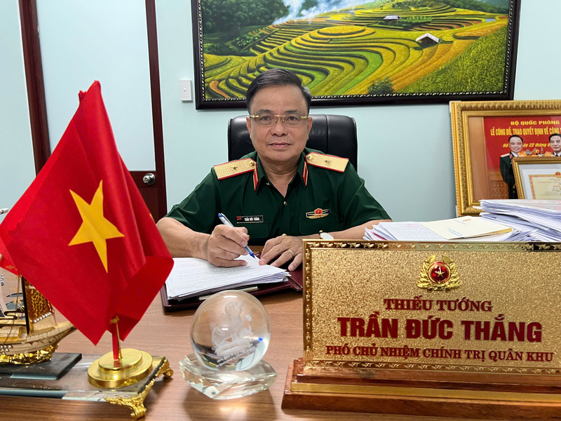 Thiếu tướng Trần Đức Thắng - Ủy viên Đảng ủy Quân khu - Bí thư Đảng ủy Cục Chính trị - Phó Chủ nhiệm Chính trị Quân khu 7. Ảnh: Thanh Thảo
