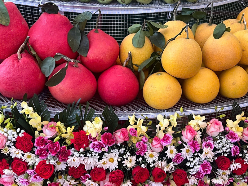 Các loại bưởi đặc trưng tại hội chợ. Ảnh: Thanh Thảo