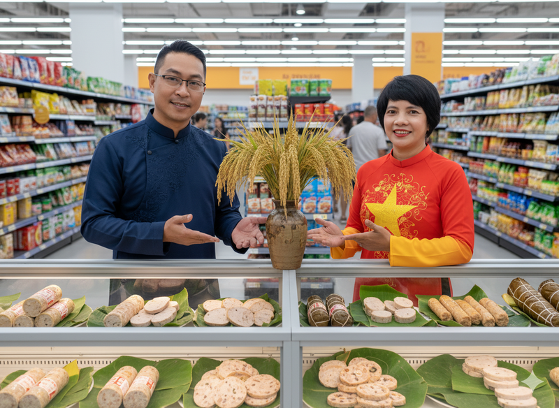 Vợ chồng chị Trần Thị Bích Liên, anh Nguyễn Hoàng Minh - những ngươi "tiếp lửa" cho thương hiệu Hathavi - Giò chả Hà Thành