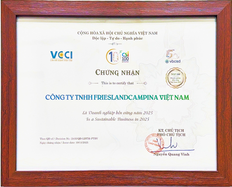 Sứ mệnh “Nuôi dưỡng thế hệ tương lai Việt Nam” đưa FrieslandCampina Việt Nam vào Top CSI 2025 - 4